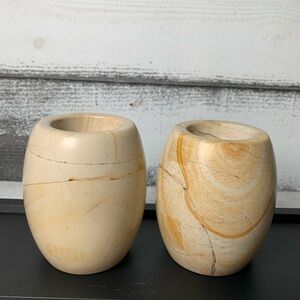 Set of 2 Sandstone Candle or Tealight Candle Holder’s (Retro Style)
